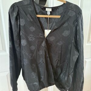 a new day Black Floral Blouse